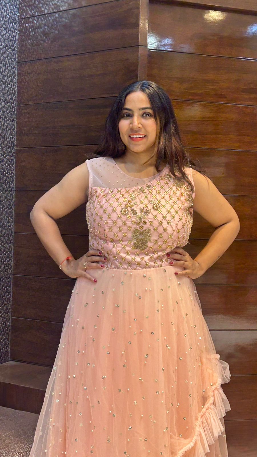 stone sequence double layered wedding gown