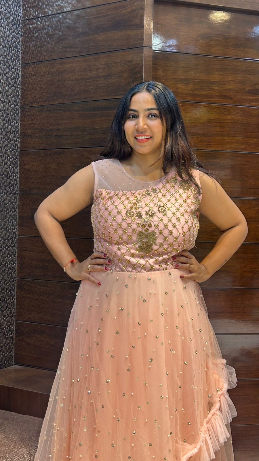 stone sequence double layered wedding gown