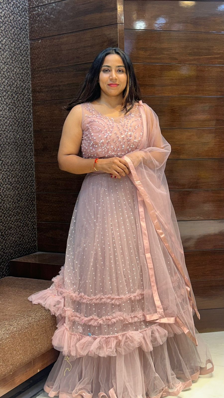 pearl moti sequence leaf work beautiful indo western