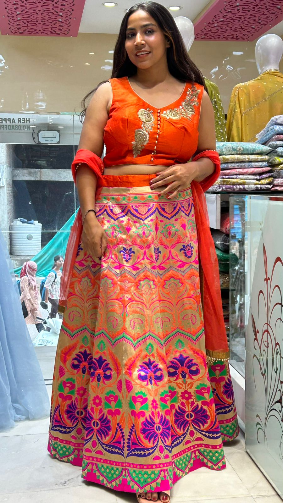 Banarasi Lehenga Silk Top Patch Work Partywear Lehenga