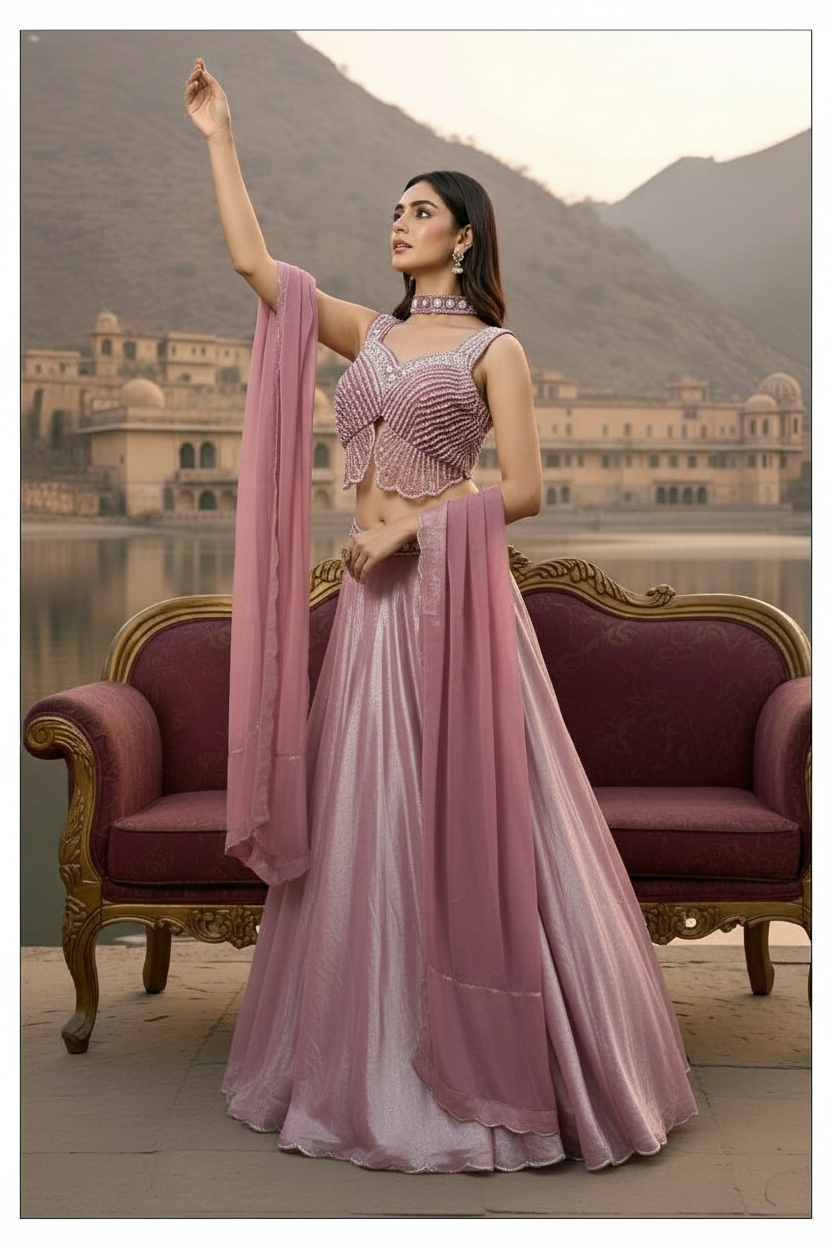 Partywear zimmi chu fabric butterfly stylish top in stone and zari