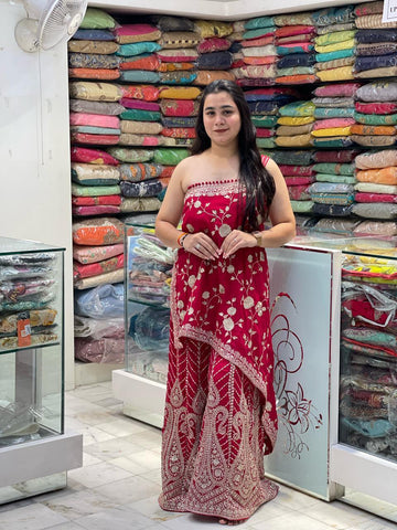 Plazzo Style Indo western Georgette fabric With Zari Thread Work