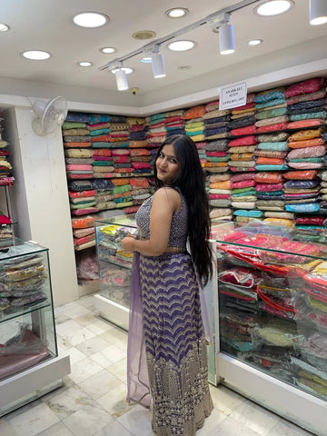 Heavy Zari Thread Mirror Work Styleish Top Indo Western Dress