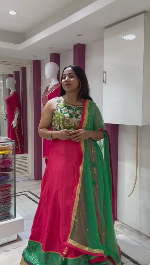 Raw Silk Embroidered Silk Indo western