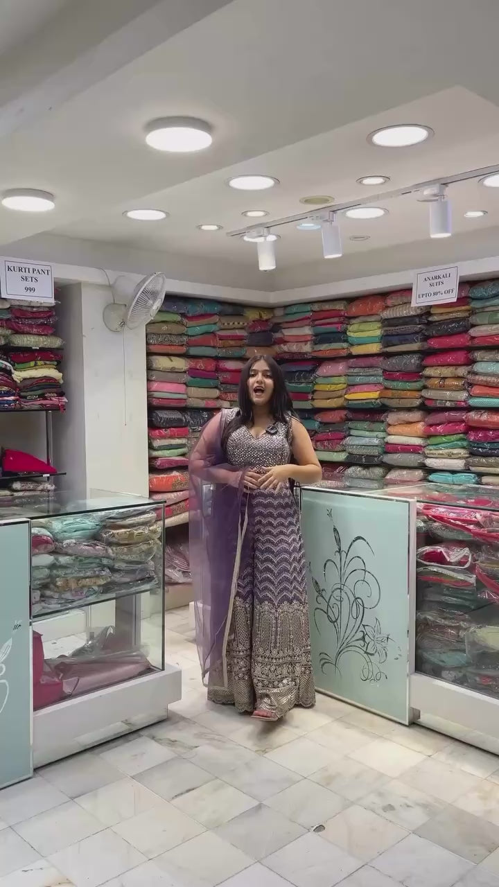 Heavy Zari Thread Mirror Work Styleish Top Indo Western Dress